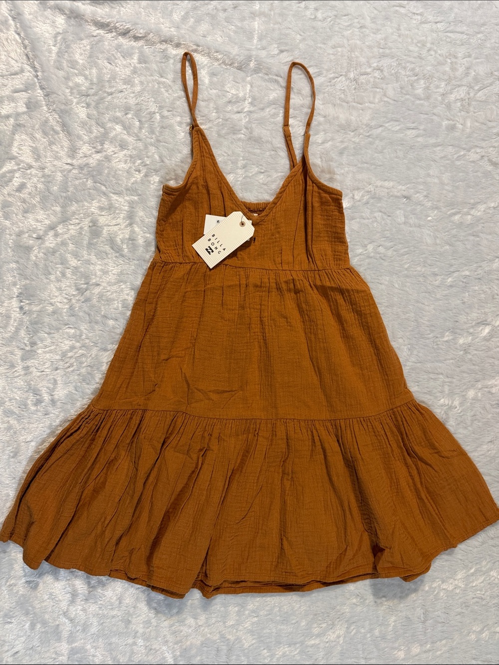 Billabong NWT Rust Orange Spaghetti Strap Tiered Dress